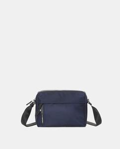 Средняя темно-синяя сумка через плечо на молнии и длинной регулируемой ручке Mandarina Duck, темно-синий