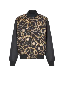 Двусторонний бомбер с принтом и узором Chaines Balmain, черный