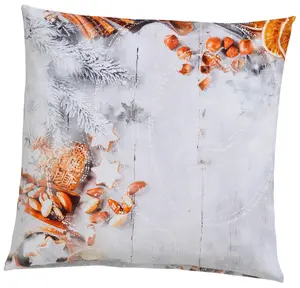 CASATEX Чехлы на подушки "Торты и орехи, Новогоднее украшение", (2 шт.) 40х40 см, белый/серый/коричневый