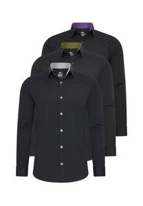 Рубашка (3 шт) с длинными рукавами, приталенного кроя RUSTY NEAL, черный