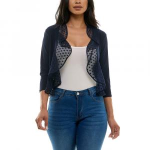 Женское болеро Nina Leonard с мелкими сетчатыми рюшами в горошек, темно-синий