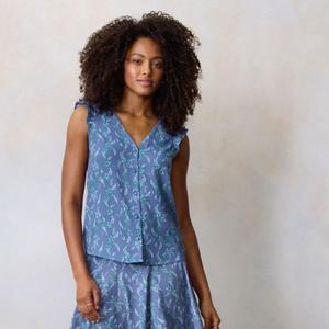 Маленький топ с рюшами на плечах и v-образным вырезом Lc Lauren Conrad, цвет blue willa wisteria