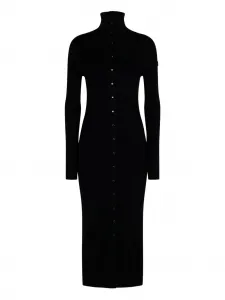 Вязаное миди-платье в рубчик Moncler, черный