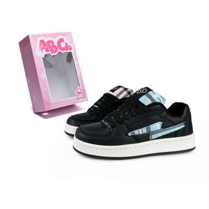 Низкие, амортизирующие, износостойкие, увеличивающие рост кроссовки для скейтбординга унисекс ABCIO, Blue Pink Plaid