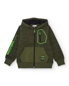 Худи для мальчика зеленого цвета с графическим принтом и неоновыми деталями Tuc tuc