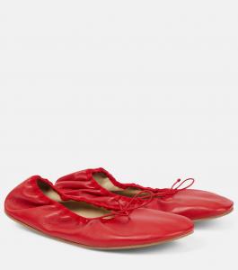 Круглые кожаные балетки The Row, Laquer Red