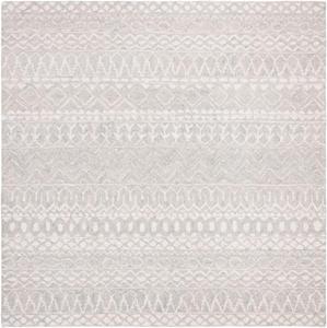 Ковер SAFAVIEH, 214 x 214 см, Micro-Loop Collection, Aqua & Ivory, ручной работы марокканский богемный племенной Wool, идеален для помещений с высокой проходимостью в гостиной, спальне (MLP502K)