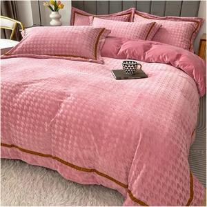 YUSIWOAL Комплект постельного белья зимний теплый молочный вельвет взрослое спальное белье