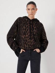 Худи с жаккардовым узором из мохера HUSH, Black/Brown Animal