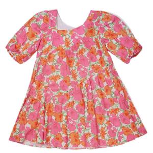 MSGM Детское Макси-платье с Асимметричным Вырезом и Цветочным Принтом, мультиколор