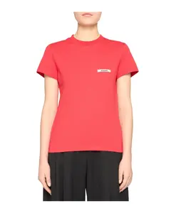 Красная хлопковая футболка, крупнозернистая. Jacquemus, красный