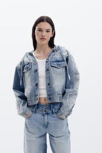 Джинсовая куртка с капюшоном Splash светло-голубого цвета