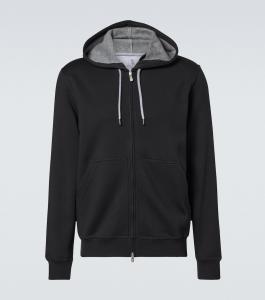 Хлопковый худи с добавками Brunello Cucinelli, черный