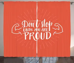 Штора ABAKUHAUS Fitness Rustic, Don't Stop Arms Biceps, универсальная ленточная штора для гостиной с петлями и крючками, 280 x 245 см, цвет: темно-коралловый Abakuhaus