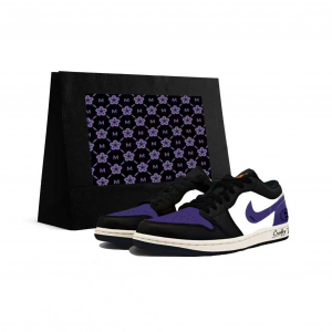 Jordan Кроссовки Air 1 Black Purple Little Demon устойчивые к истиранию низкие винтажные баскетбольные Unisex