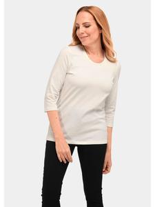 Рубашка с круглым вырезом, декорированная из хлопка Пима кремово-белого цвета. GOLDNER