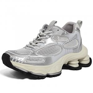 Женские кроссовки с низким верхом и массивной подошвой, устойчивые к истиранию, увеличивающие рост MOMGOG, Silver