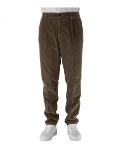 Бархатные брюки средней посадки Cruna, коричневый