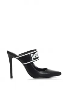 Мюли на каблуке с заостренным носком Just Cavalli, черный