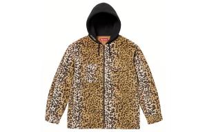 Флисовая худи на молнии Supreme, коричневый леопардовый принт