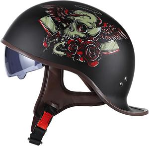 Шлем мотоциклетный Hanhua Skull с принтом, черный