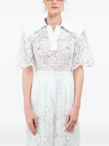 Поло с короткими рукавами из кружева Rowen Rose, белый