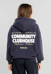 Свитшот на молнии с надписью «community clubhouse» Another Cotton Lab, Washed Navy Blue