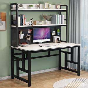 Компьютерный стол Xinmeikai с полками, черная рама + полосатый белый [сетчатая панель], 120x60x170 см