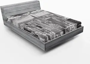 Простыня на резинке ABAKUHAUS New York, Нью-Йорк через Манхэттен с вершины небоскребов, городская глобальная культура, Artful City Panorama, 90 x 190 см, серый Abakuhaus