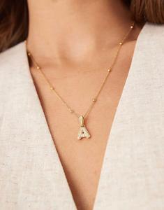 Оригинальное ожерелье Bubble A из водонепроницаемой нержавеющей стали с покрытием из 18-каратного золота Abbott Lyon