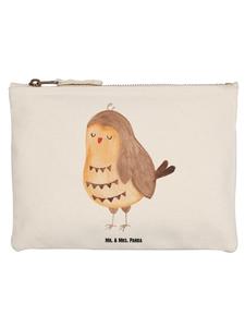 Mr. & Mrs. Panda Белая тканевая сумка с изображением совы и надписью "Happy" (без слогана)