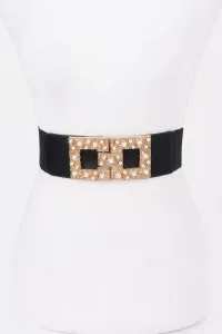 Женский эластичный пояс с металлической пряжкой и перламутровой отделкой Fashnzfab