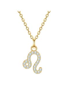 Glanzstücke München Колье со знаком зодиака Лев из стерлингового серебра с цирконами в оправе из желтого золота