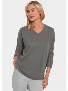 Короткий размер: базовый кашемировый свитер с V-образным вырезом серого цвета. GOLDNER