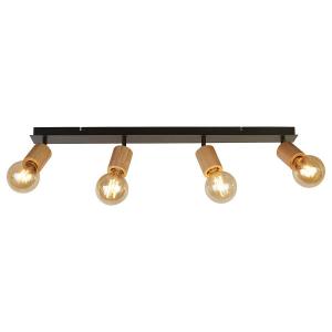 Потолочный светильник searchlight Kergant 4-flammig, сталь/дерево - черный