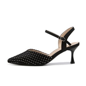 KEKAFU Женские туфли на высоком каблуке бежево-черные, цвет Black