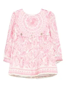 Платье с цветочным принтом Versace Kids, розовый