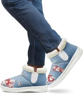 Женские зимние ботинки с теплой подкладкой из флиса, удобные ботильоны на осень и зиму для активного отдыха и походов Hechitok, Christmas Santa Print