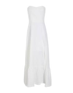 Макси платье Linen Bandeau Front-Slit Long Dress 8 By Yoox, айвори