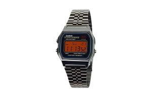 CASIO Часы Retrofit Series Quartz Movement Stainless Steel Strap Watch Men's Watch Black Dial, Black Dial with Orange Bezel