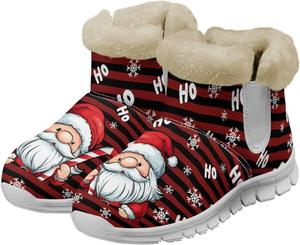 Зимние женские ботинки на слякоть, удобные утепленные ботильоны с меховой подкладкой, короткие ботинки с противоскользящей подошвой для улицы, утолщенные, размер 36-42 Qoiuvncy, Santa Claus