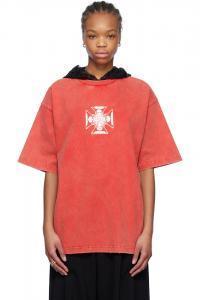 Футболка с капюшоном и принтом в виде сердца We11Done, красный