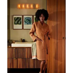 Халат Гейша из высококачественного вафельного пикé Kayori, коричневый