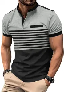 Мужская полосатая поло с коротким рукавом и цветными блоками MBDWWLC