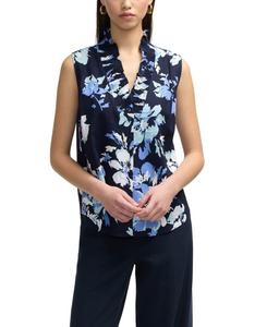 Женская блузка без рукавов с оборками на воротнике Ellen Tracy, Navy bouquet