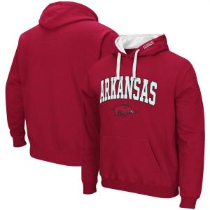 Мужской пуловер с капюшоном Cardinal Arkansas Razorbacks Big & Tall Arch & Logo 2.0 Colosseum