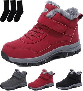 Теплые зимние ботинки с меховой подкладкой для мужчин и женщин, теплые и водонепроницаемые зимние ботильоны, прочные, удобные и нескользящие Generic, красный