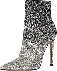 FSJ Модные женские ботильоны с заклепками, закрытый заостренный носок, шпильки, молния, осенне-зимняя обувь, размер 37-48, M US, Graduate Color