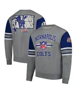 Мужской свитшот с оверсайз принтом Indianapolis Colts All Over 4.0 Vintage, цвет хизер-серый Mitchell & Ness