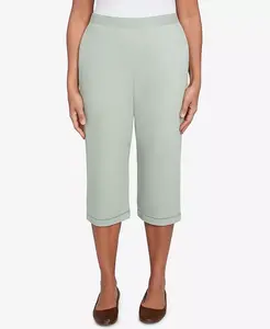 Женские расклешенные капри Santa Fe с кружевным подолом Alfred Dunner, зеленый